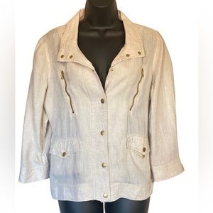 Chico's Light Beige Utility Jacket with Gold Hardware